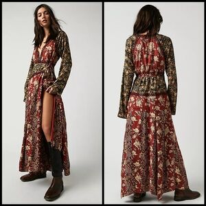 Free People Floral Maxi Dress - Red and Black